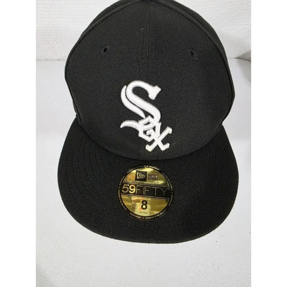 New Era 59Fifty Unisex Cap MLB Chicago White Sox Black Hat Cap Size 8
